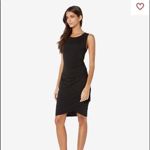 bobi Black Sleeveless Ruched Wrap Dress